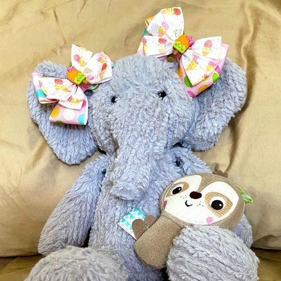 Summer Fun Piggy tails hair bows set (hand made) - Picture 2 of 2